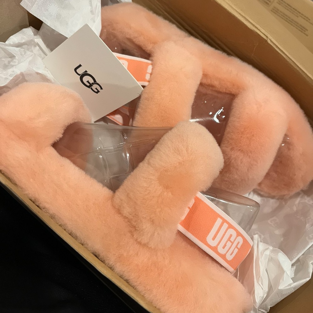 UGG Soft Coral Fluffy Slippers - Picture 6 of 9
